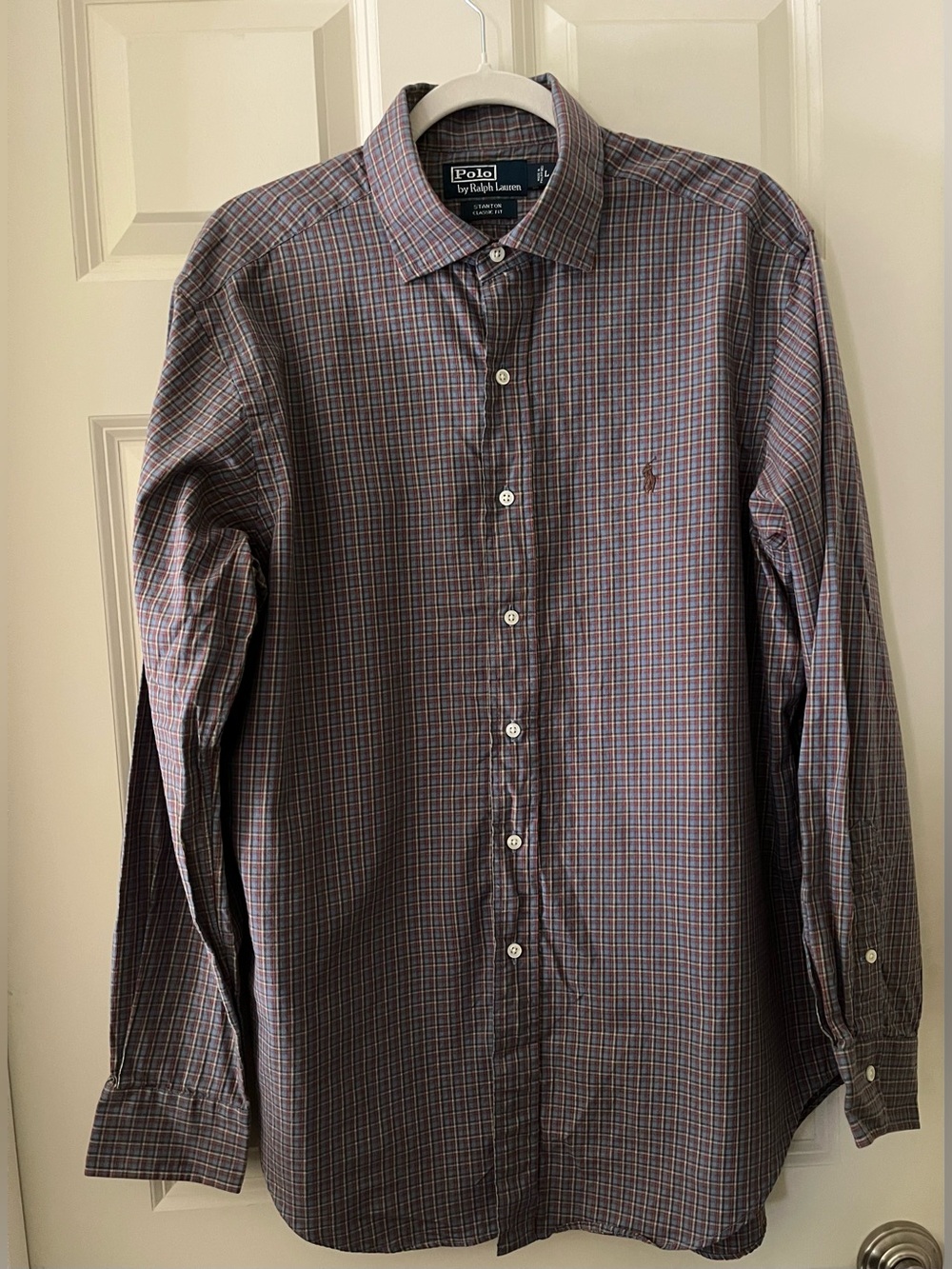 Men’s Vintage Polo Ralph Lauren Stanton Classic Fit Plaid Shirt Long Sleeve L